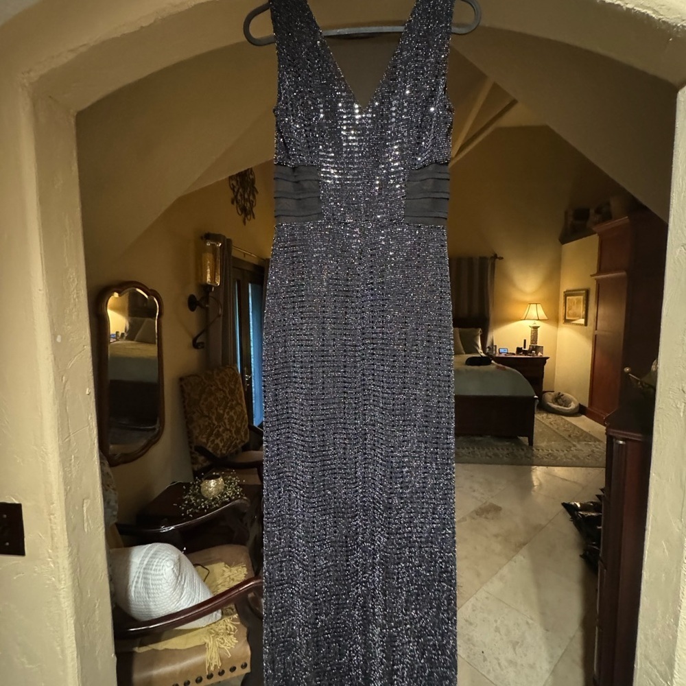 Alexa B Nites Sparkling Black Sequin Maxi Dress - Picture 2 of 7